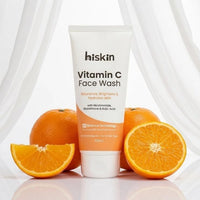 Hiskin Vitamin C Facewash with Glutathione, Niacinamide & Kojic Acid | Brightening, Hydrating & pH Balanced Cleanser with Matrix Enhancers Technology – 100ml