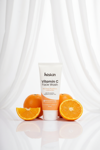 Hiskin Vitamin C Facewash with Glutathione, Niacinamide & Kojic Acid | Brightening, Hydrating & pH Balanced Cleanser with Matrix Enhancers Technology – 100ml